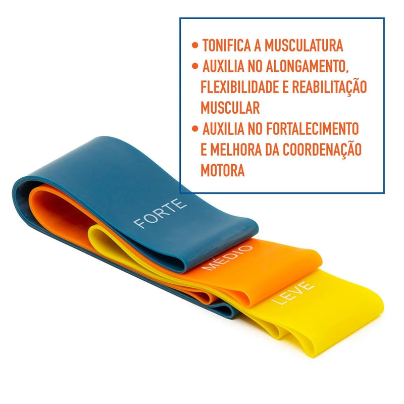 Kit Mini Band Leve Médio Forte Látex T71 Acte