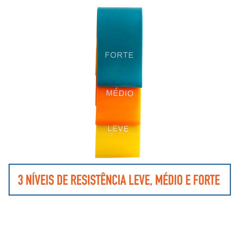 Kit Mini Band Leve Médio Forte Látex T71 Acte