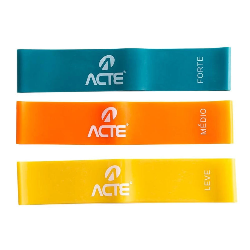 Kit Mini Band Leve Médio Forte Látex T71 Acte